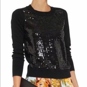 DVF Paryse Black Sequin Wool Cashmere Sweater